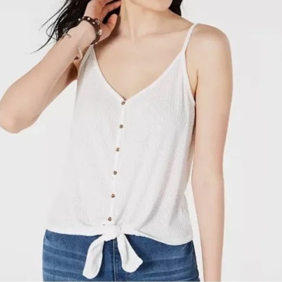 Hippie Rose Sleeveless Front Tie Tank Top - Picture 1 of 8